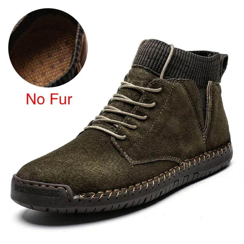 DEKABR Brand Men Snow Boots Winter Plush Warm Men Motorcycle Boots Lace-Up Non-slip Male Ankle Boots Autumn Man Work Shoes