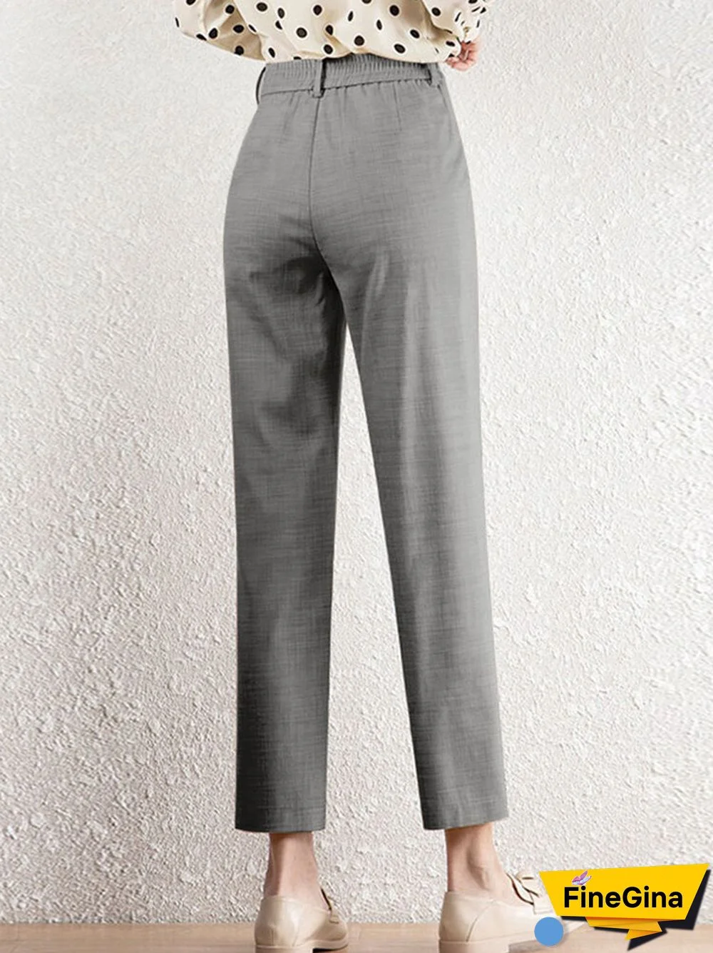 Solid Pocket Pleated Tailored Pants For Women
