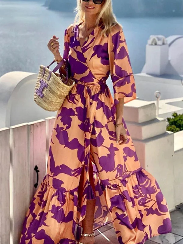 bohemian vacation print women's dress