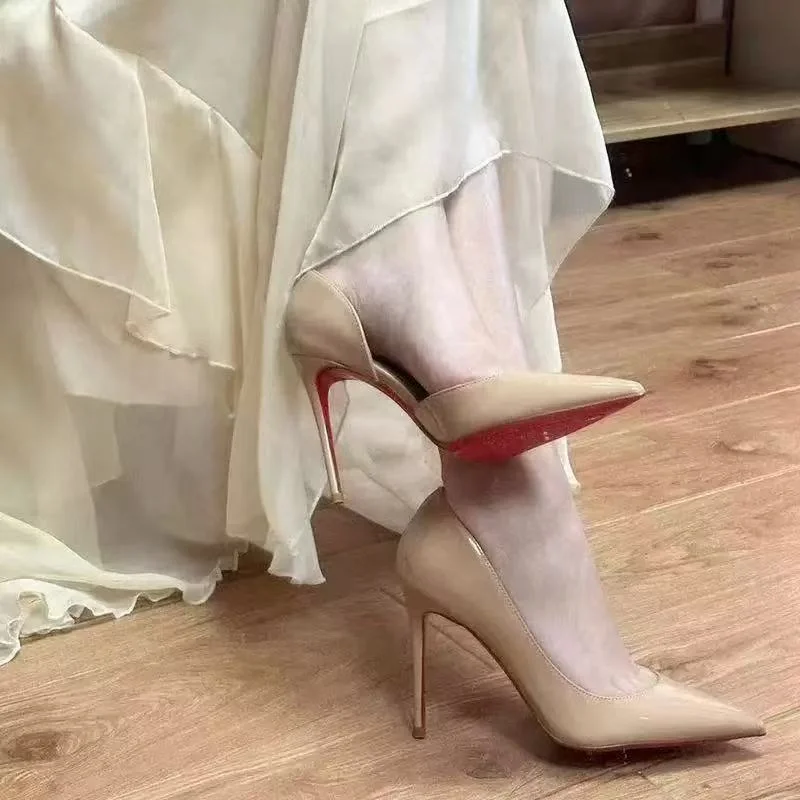 Breakj Breakj Side Air Sexy Nude High-Heeled Women Beautiful Fine Temperament Black Patent Leather Single Shoes 2025 New Spring And Autumn