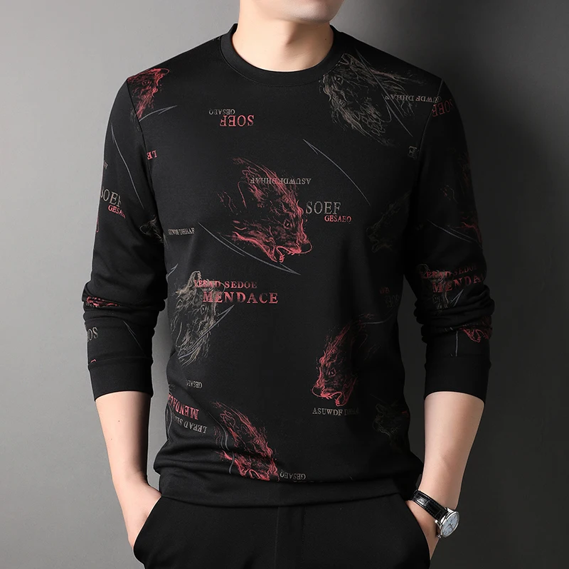 Croprotate Mens Printed Long Sleeve T-Shirt – Spring Personalized Fashion Top  