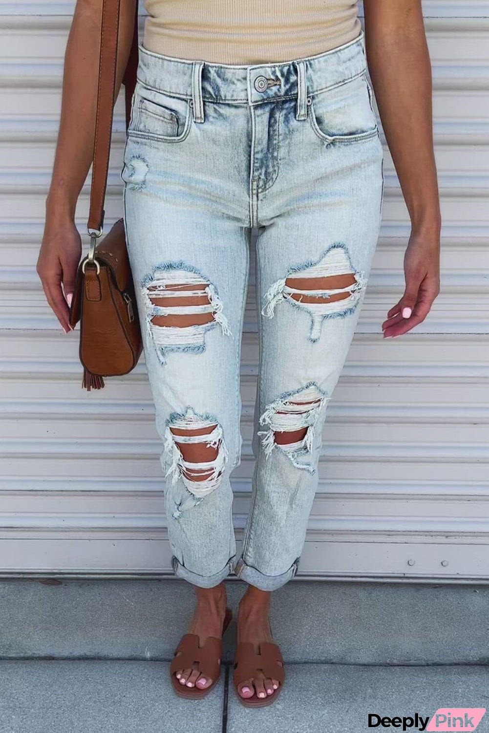 Vintage Wash Distressed Boyfriend Jeans