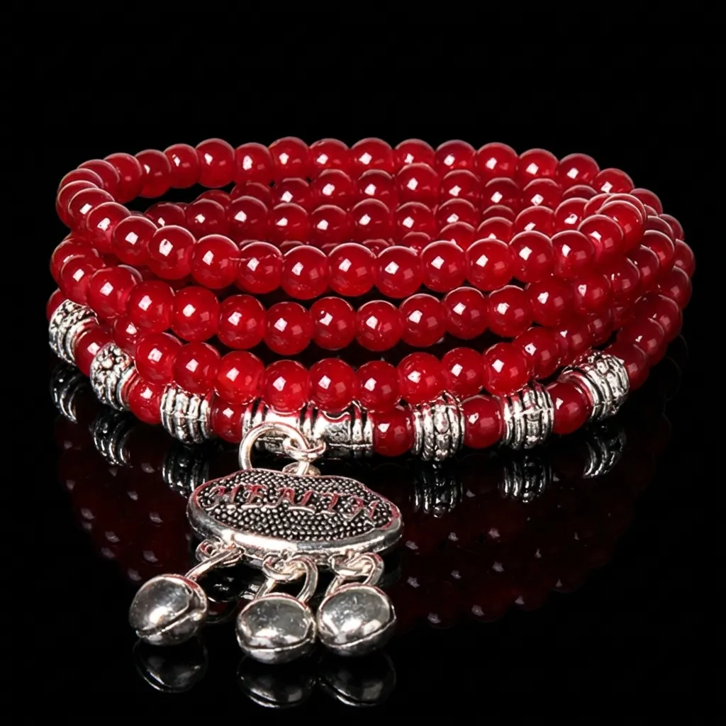 JiStones Vermilion Agate Fortune Lock Bracelet