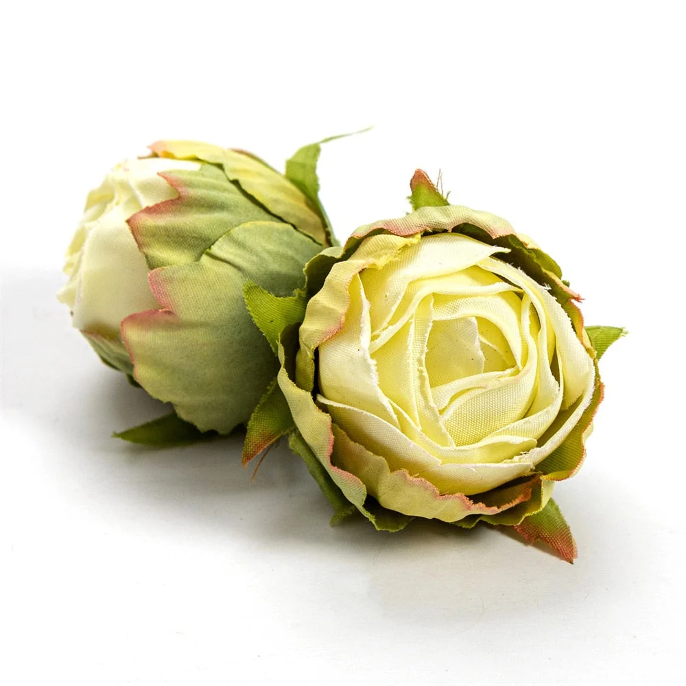 Nanairo 10pcs 3.5cm Artificial Silk Rose Flower Head Home Wedding Party Decora Christmas Craft Accessories Fake Flowers