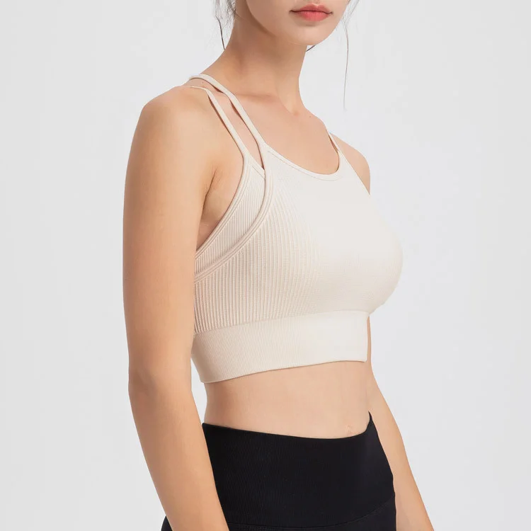 Thin shoulder straps double layer sports bra