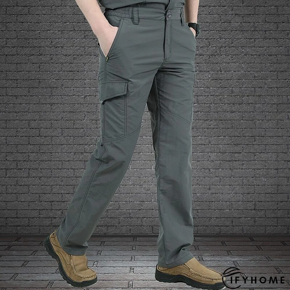Men's Cargo Pants Hiking Pants Trousers Tactical Pants Military Summer Outdoor Ripstop Breathable Water Resistant Quick Dry Pants / Trousers Bottoms 6 Pockets Elastic Waist Black Army Green Hunting | IFYHOME