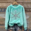 Classy Snowflake Glitter Rhinestones Cozy Plush Sweatshirt 176d