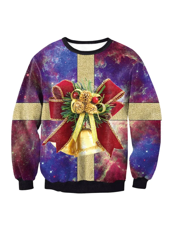 pullover sweater women santa elk long sleeve round neck loose top Flusfy