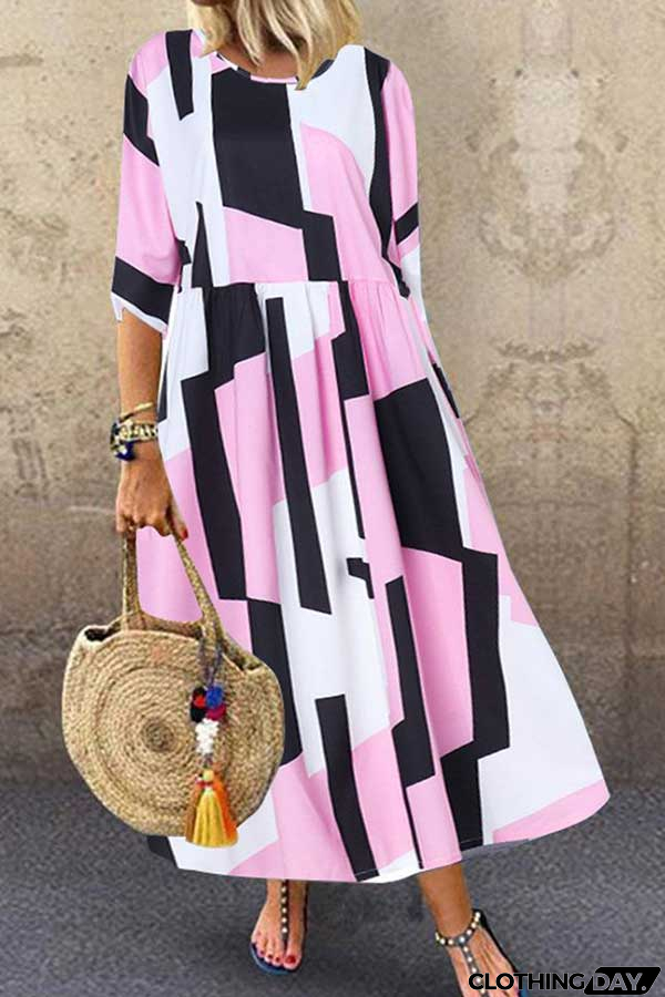 Pink Scoop Printed Vacation Dress