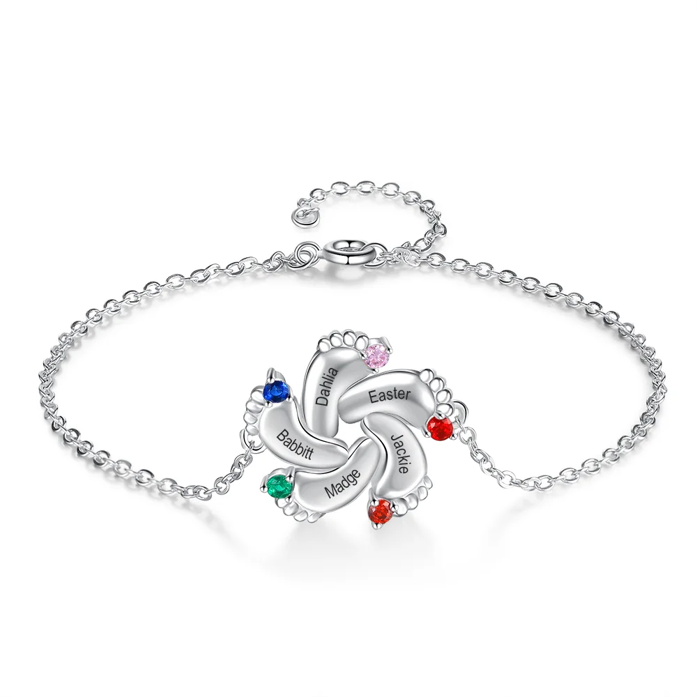 Personalisierte Baby Füße 5 Geburtssteine Armband Kettenmachen