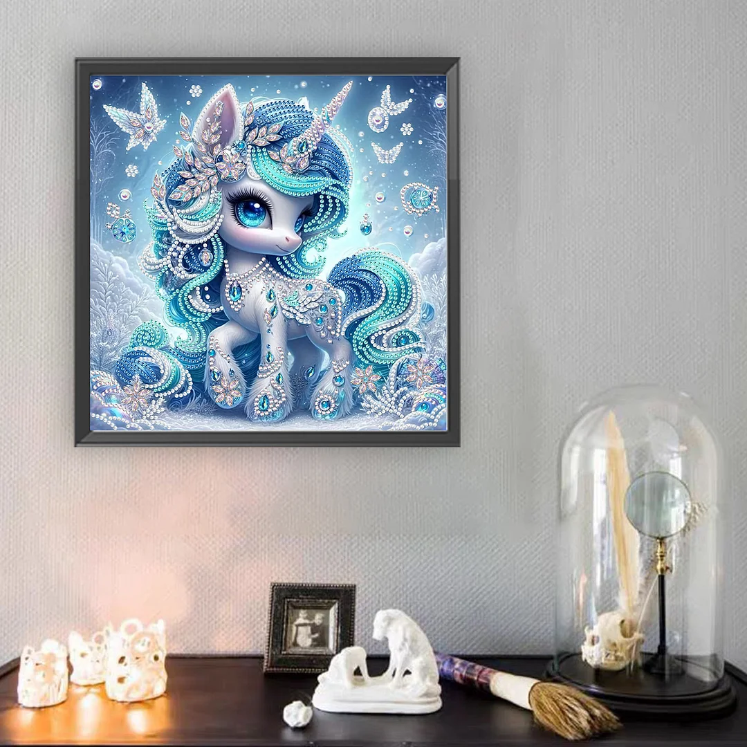 Blue Unicorn - Diamond Painting - Partial Special Shaped Drill(Canvas|30*30cm)