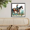 Cowboy M&auml;dchen auf dem Pferder&uuml;cken - runder Bohrer Diamantmalerei - 40*40cm