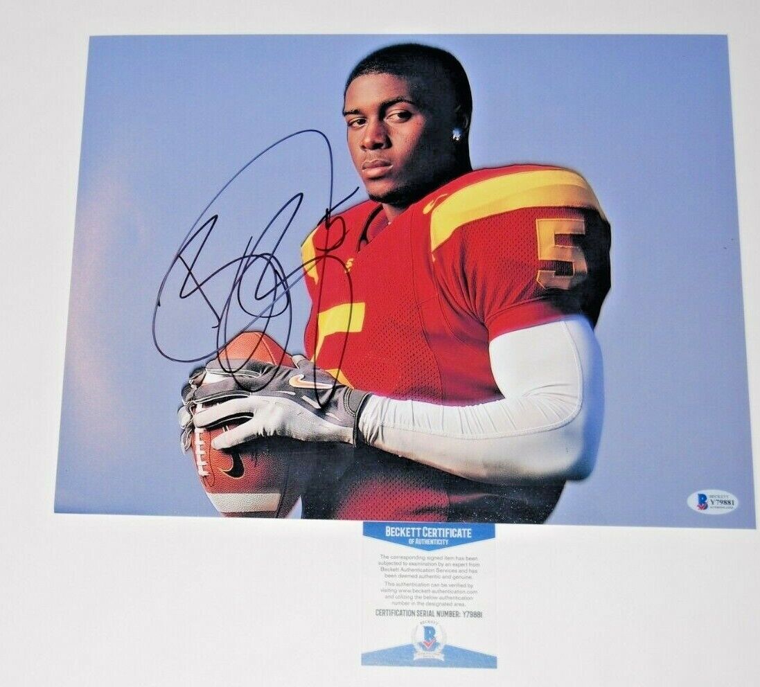 REGGIE BUSH signed (USC TROJANS) autographed football 11X14 Photo Poster painting BECKETT BAS