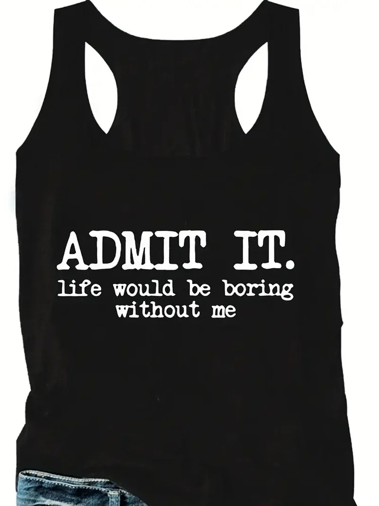 Women's Admiit It Patterned Tank Top - Casual Stretch Polyester Sleeveless V-Neck Shirt - Machine Washable, Black, Plus Size Tank To