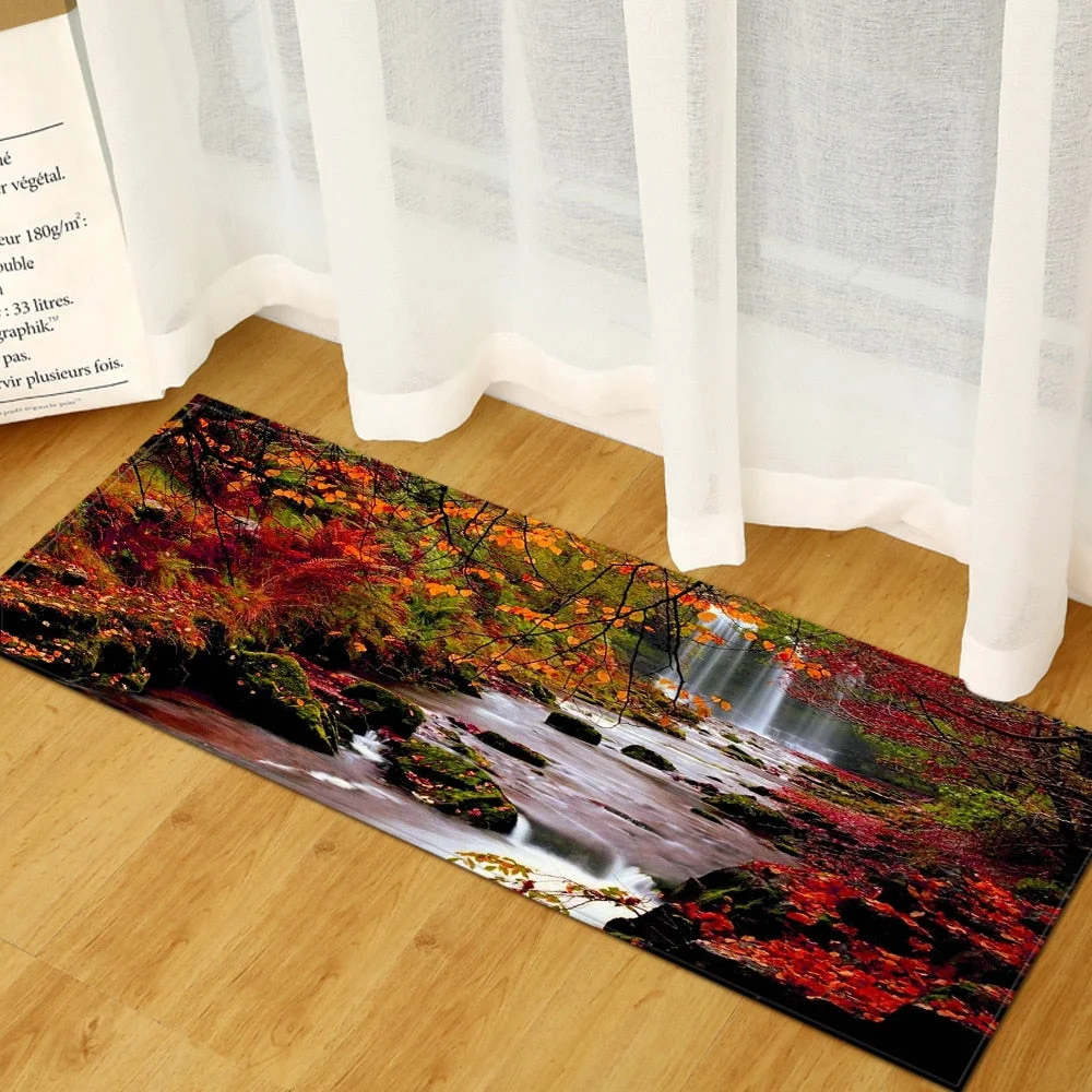 Nordic Kitchen Carpet Bedroom Doormat Entrance Home Hallway Floor Mat 3D Landscape Pattern Bathroom Anti-Slip Absorb Water Rug