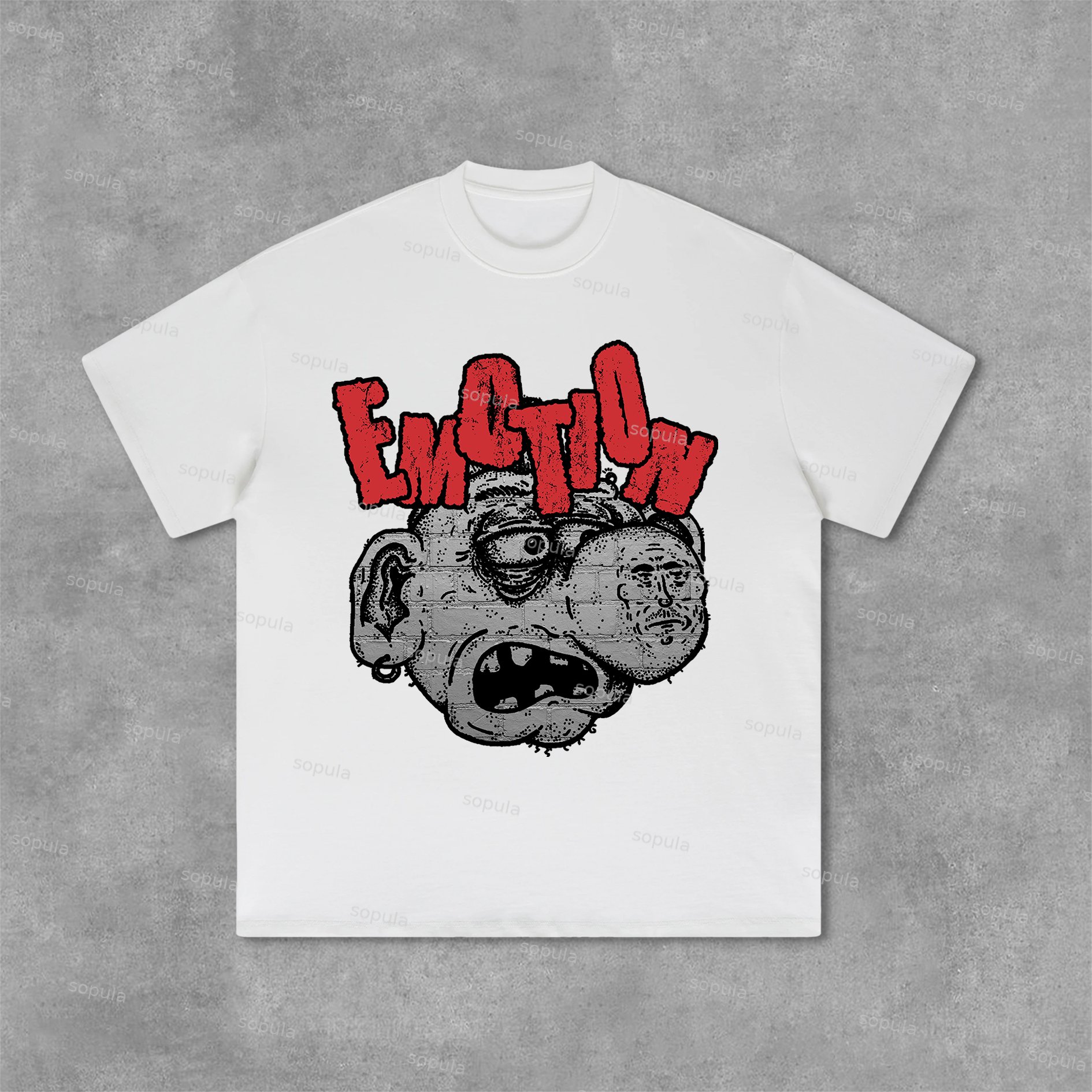 Sopula Vintage Cartoon Monster Graphic Print Cotton T-Shirt