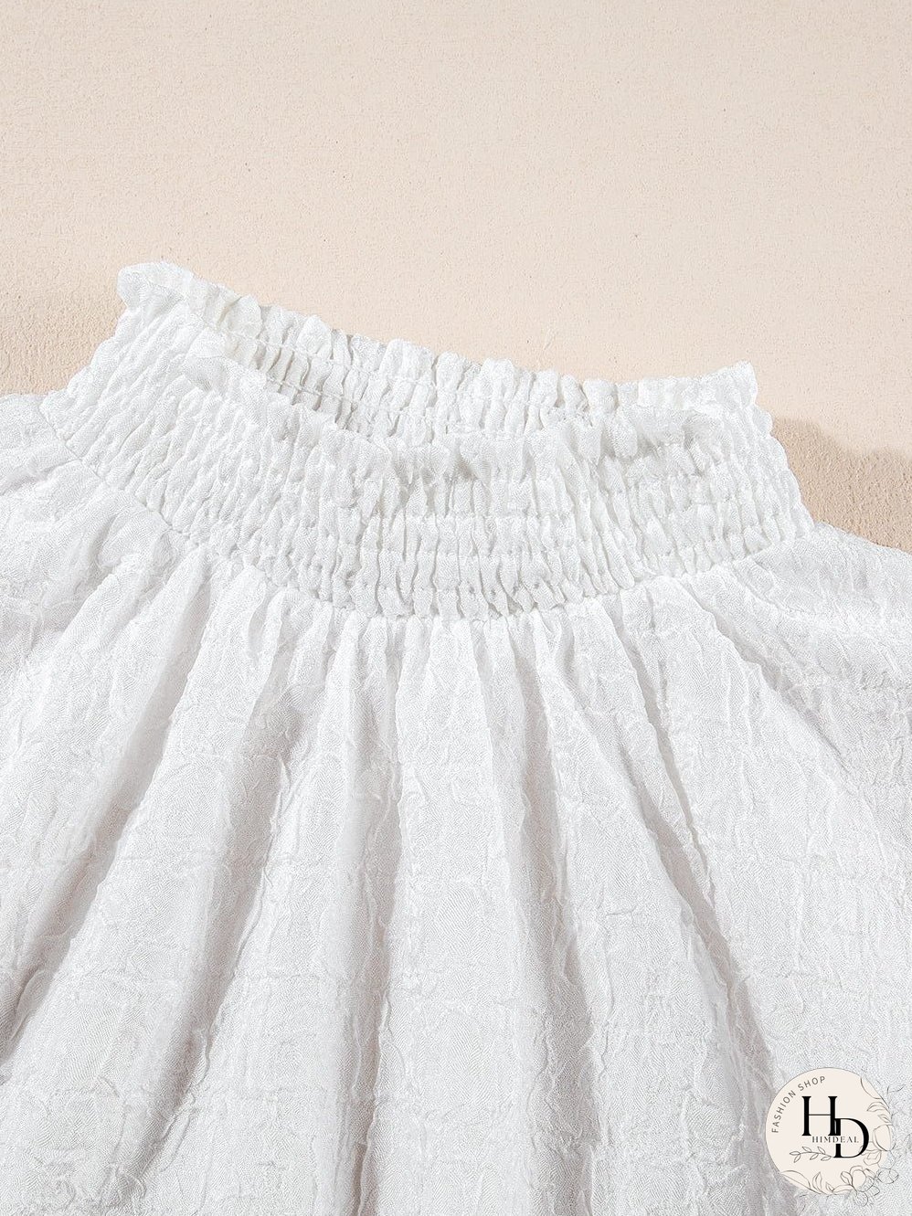 White Embroidered Puff Sleeve Top