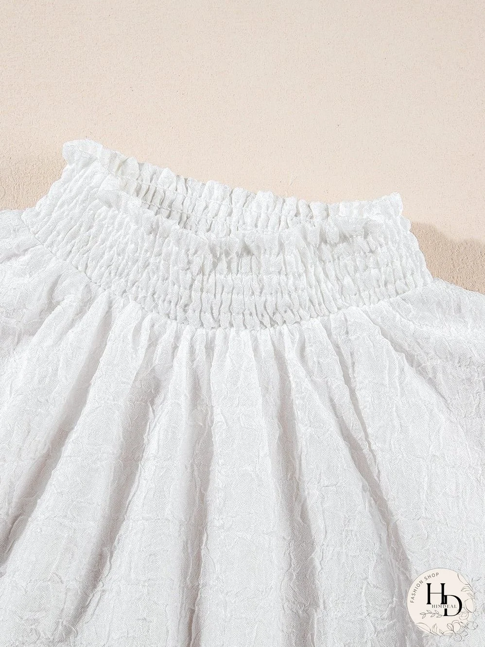 White Embroidered Puff Sleeve Top