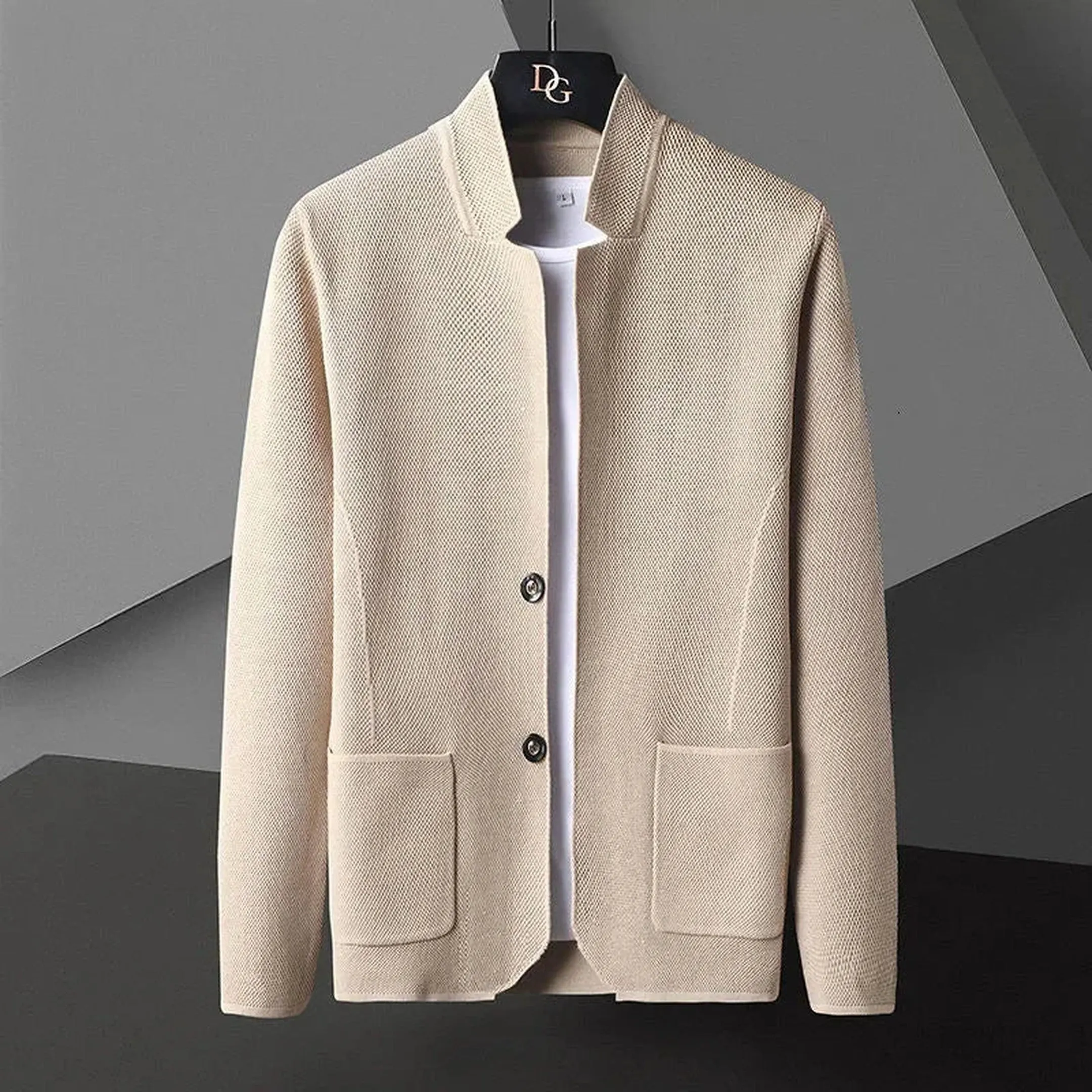 Men's Sterling Knit Cardigan &ndash; Stand Collar Two-Button Layer