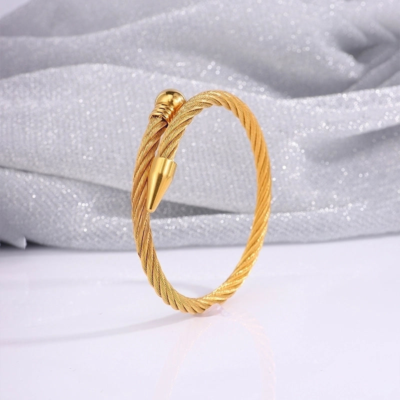 Casual Streetwear Solid Color Titanium Steel Bangle