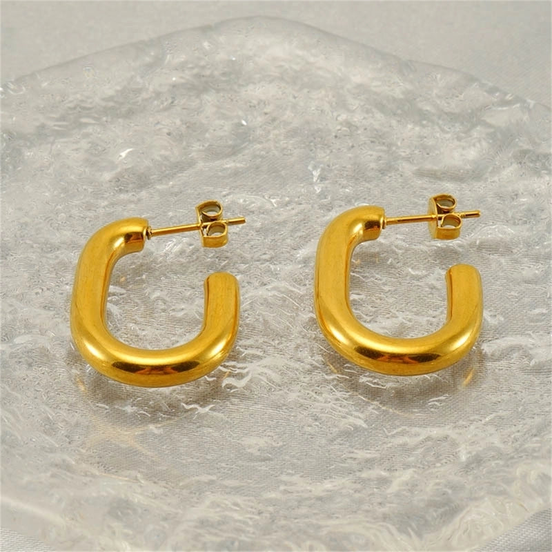 1 Pair Casual Minimalist Geometric 304 Stainless Steel 18K Gold Plated Ear Studs