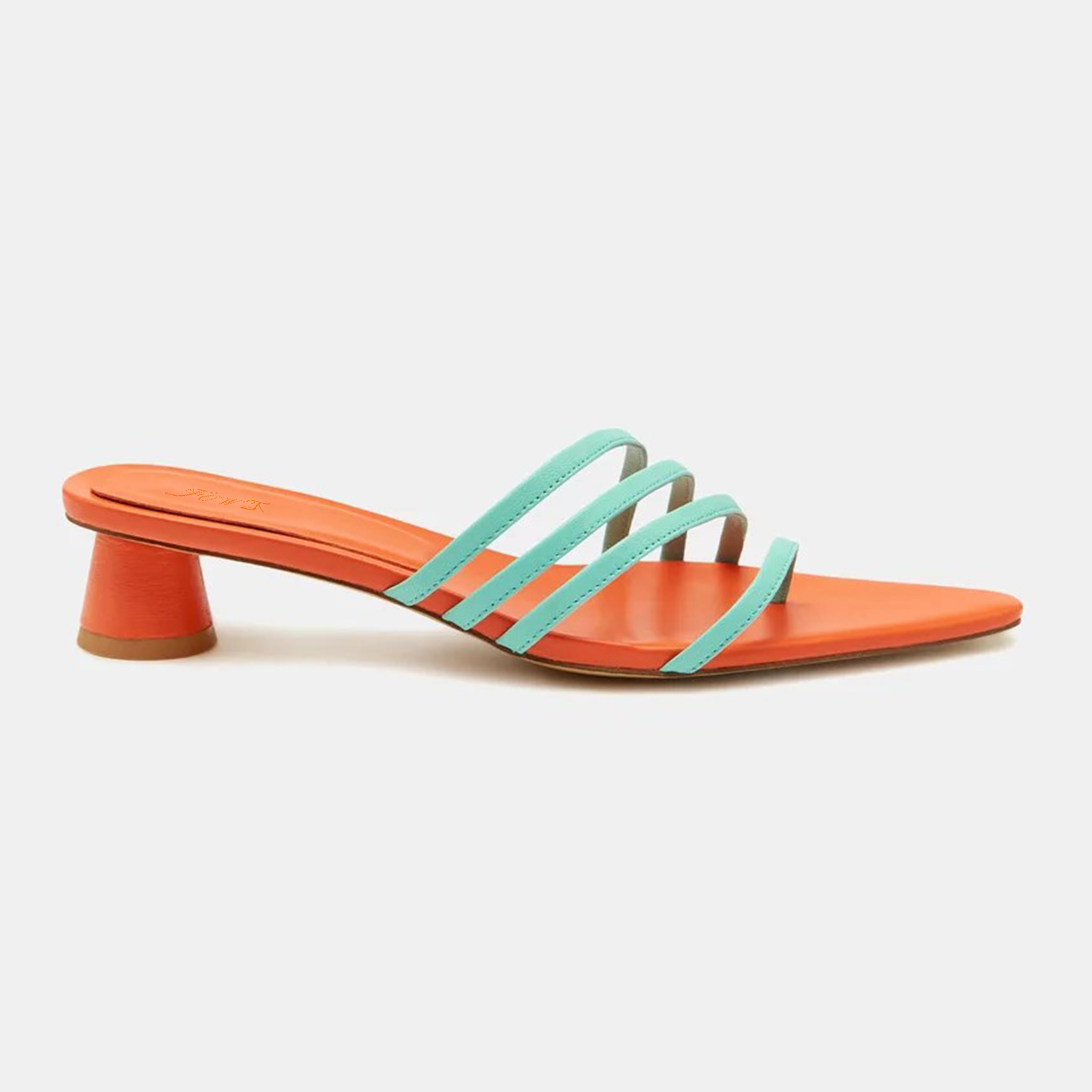 TAAFO Med Round Heels Women's Slippers Pointed Toe Narrow Strap Outside Slides Ladies Casual Shoes 