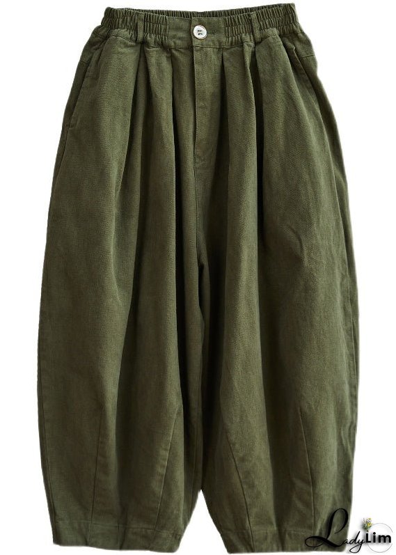 Chic Army Green Pockets wide leg pants Spring