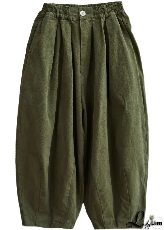 Chic Army Green Pockets wide leg pants Spring