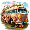 >SALE<5D DIY Full Round Drill Diamond Painting Pink Sunflower Bus Decor 30x30cm