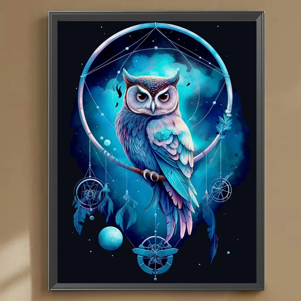 Diamond Painting - Full Round Drill - Owl Dreamcatcher(Canvas|30*40cm)