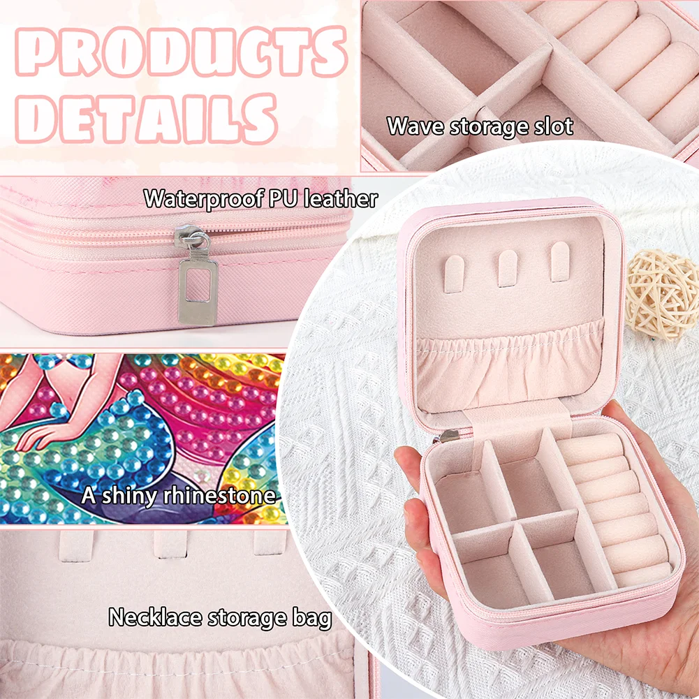 5D DIY Mermaid Special Shape Diamond Painting Jewelry Box for Art Crafts