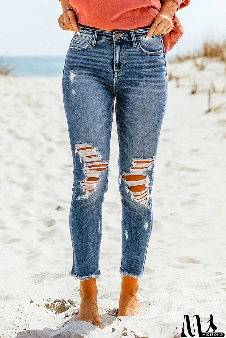 Distressed Cropped Skinny Jeans