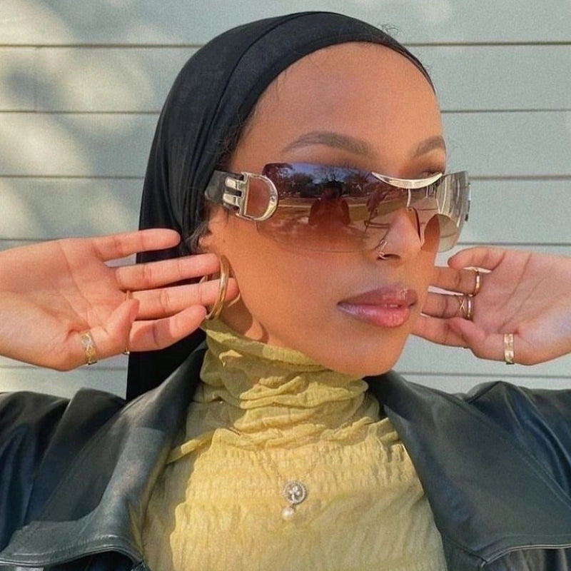 Punk Solid Color Pc Special-Shaped Mirror Frameless Women’s Sunglasses