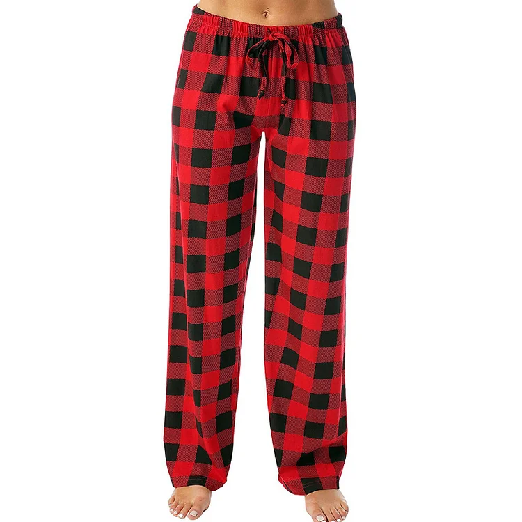 Buffalo Plaid Pajama Pants for Women Christmas Red