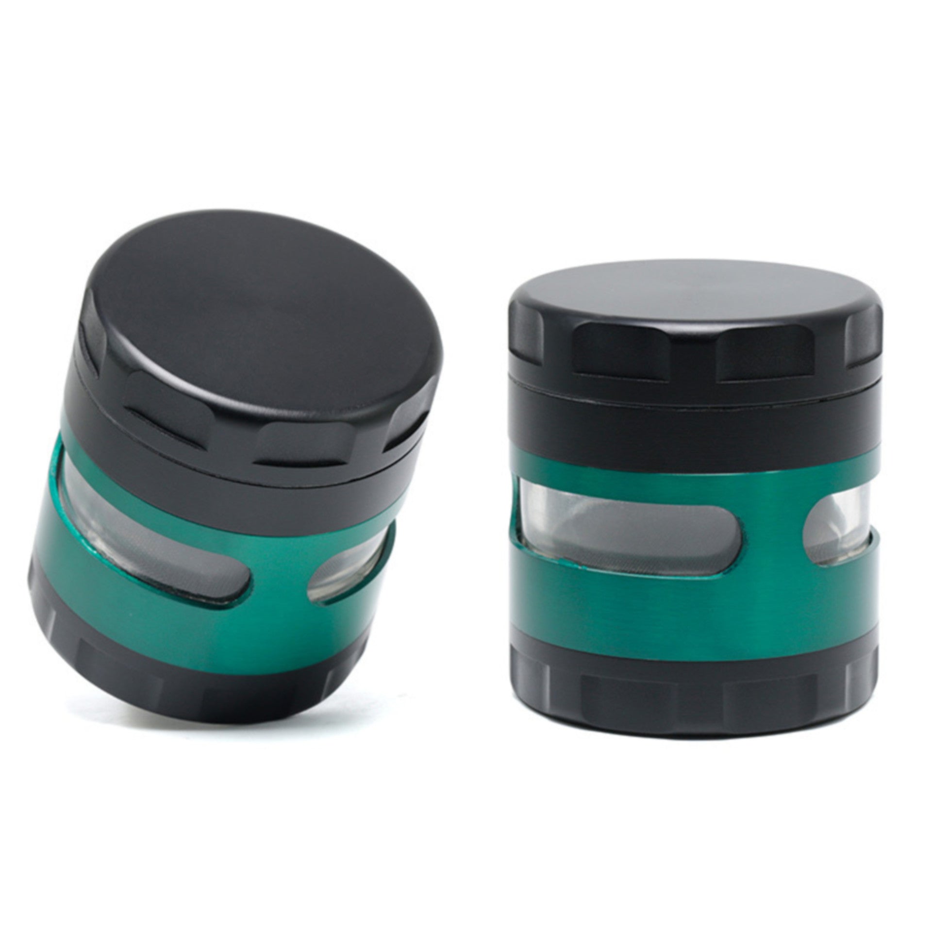 60MM 4 Piece Zinc Alloy Large Chamfered Herb Grinder-Green