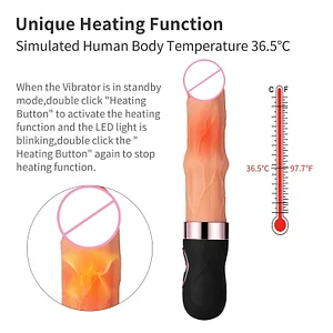 Realistic Thrusting Dildo Vibrator with Heating Function and Thrusting Beads- 6 Speeds & 9 Vibration Modes