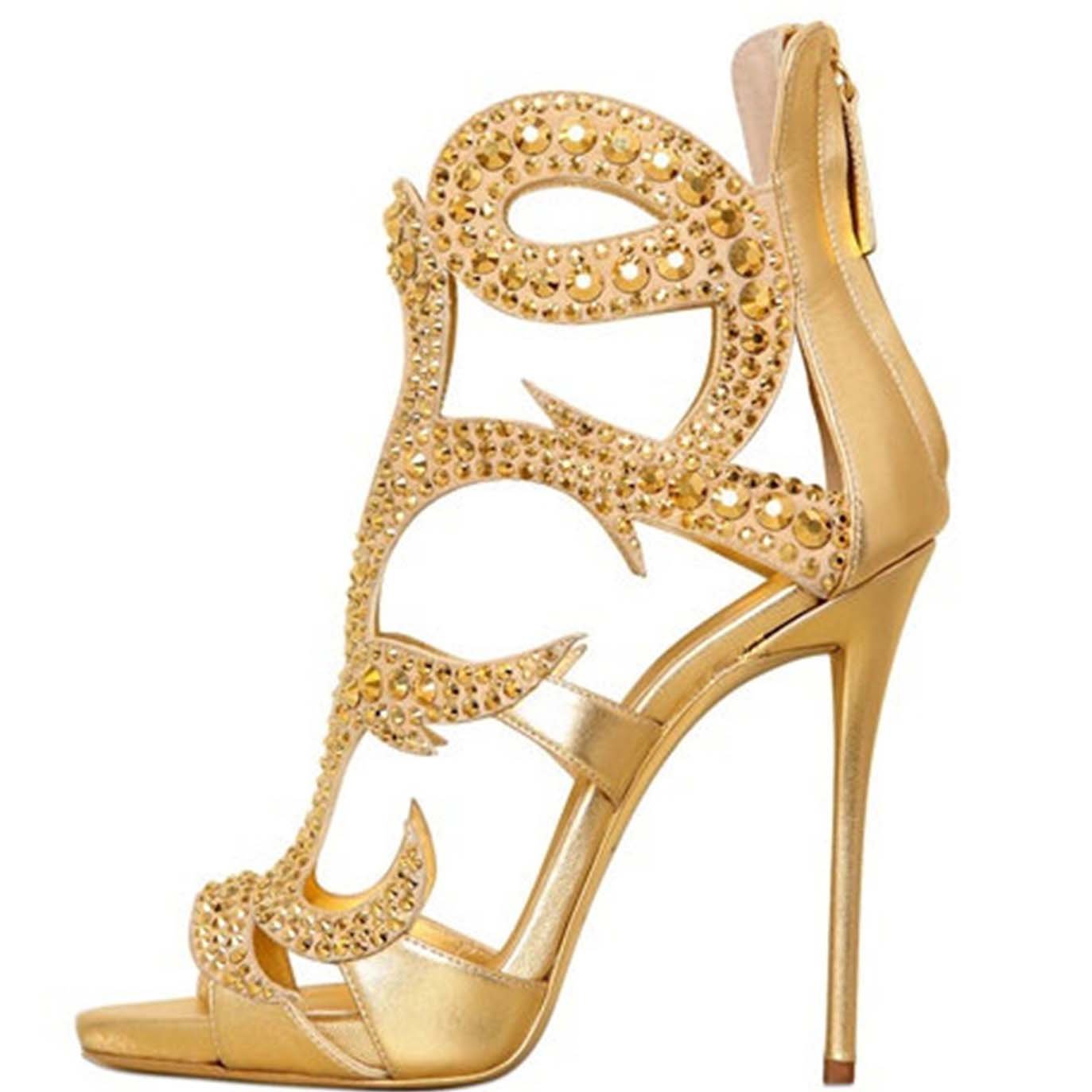 VCSHOES Wedding Embellished Rhinestone Cutout Sandals