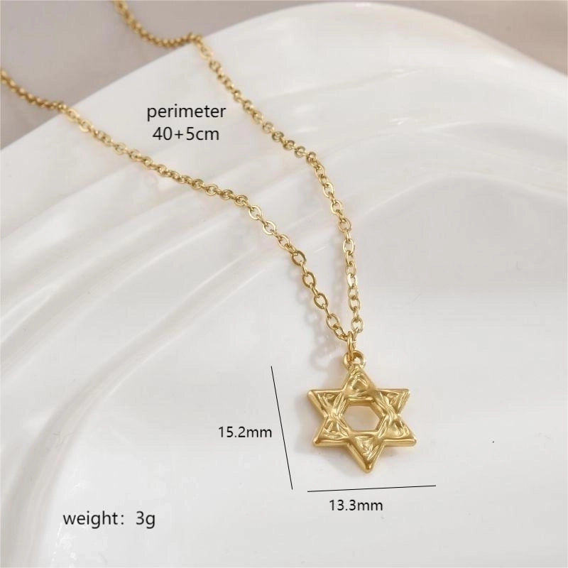 Stainless Steel 18K Gold Plated Minimalist Polishing Plating Star Heart Shape Bow Knot Pendant Necklace