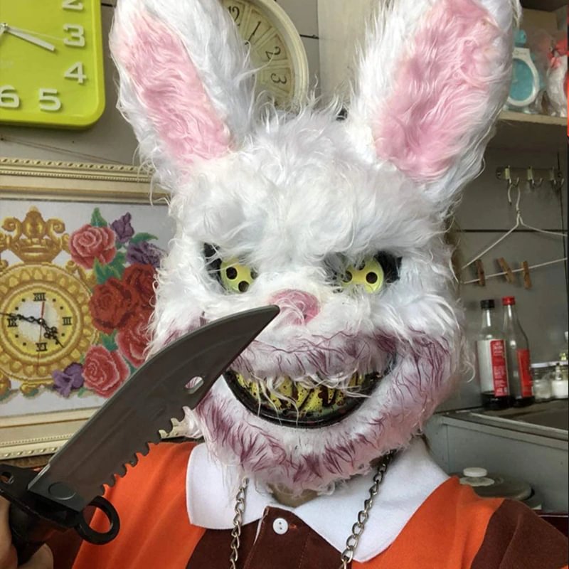 Bloody Rabbit Bear Scary Mask Toys Halloween Decoration Plush Bunny Haunted House Cosplay Masks