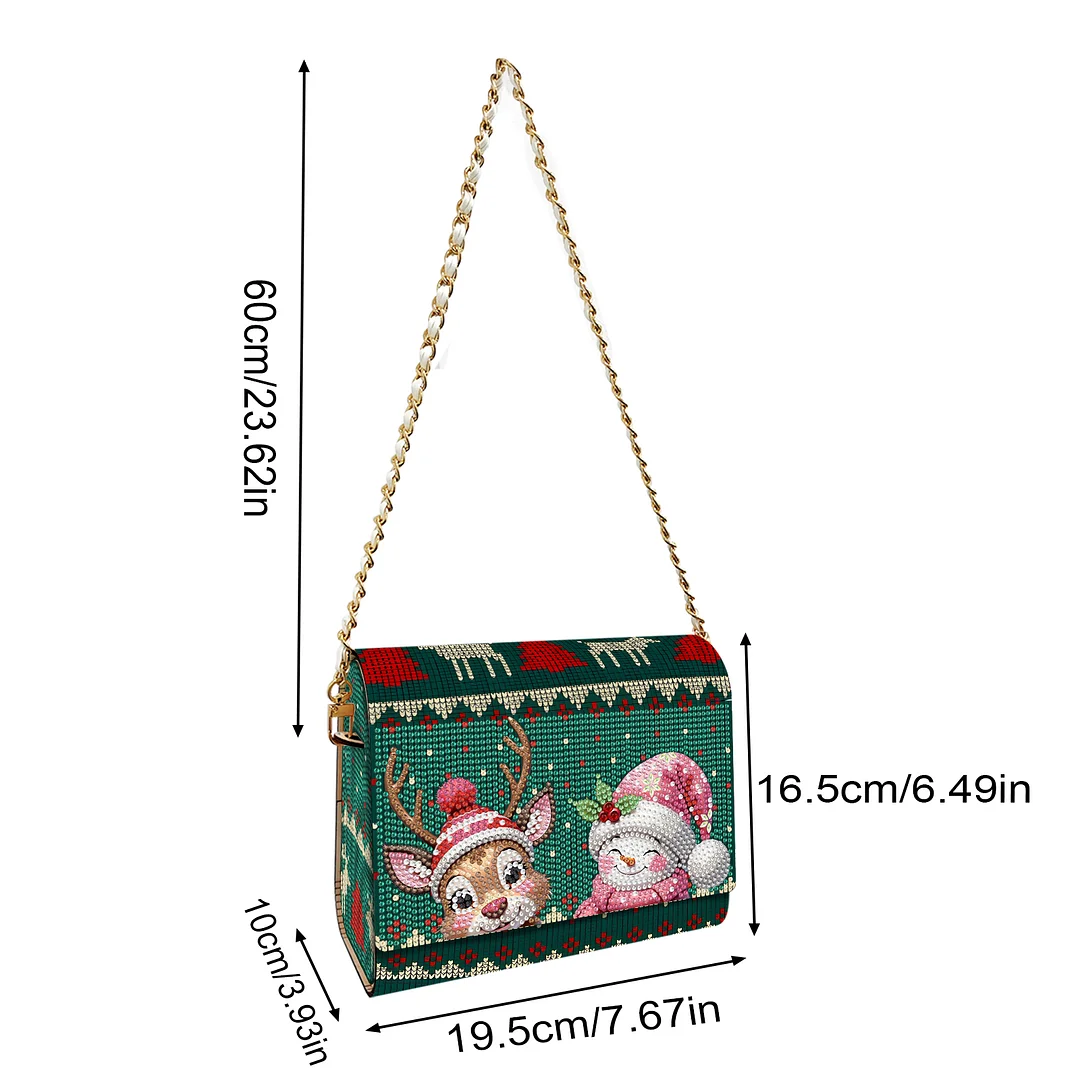 DIY Elk Diamond Art Wooden Coin Pouch with Chain 5D Diamond Painting Purse