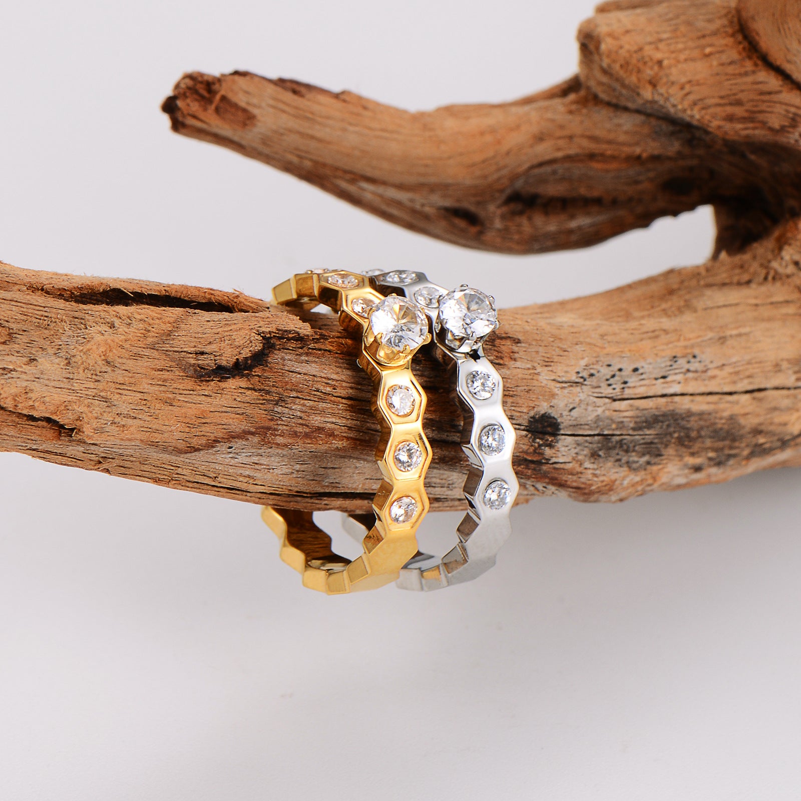 Aml Stainless Steel Korean Version All-Match Diamond-Shaped Diamond Ring For Women