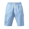 Cotton Linen Cargo Shorts for Men Lightweight Breathable Drawstring Waist Summer Casual Shorts with Side Pockets by Inlyline