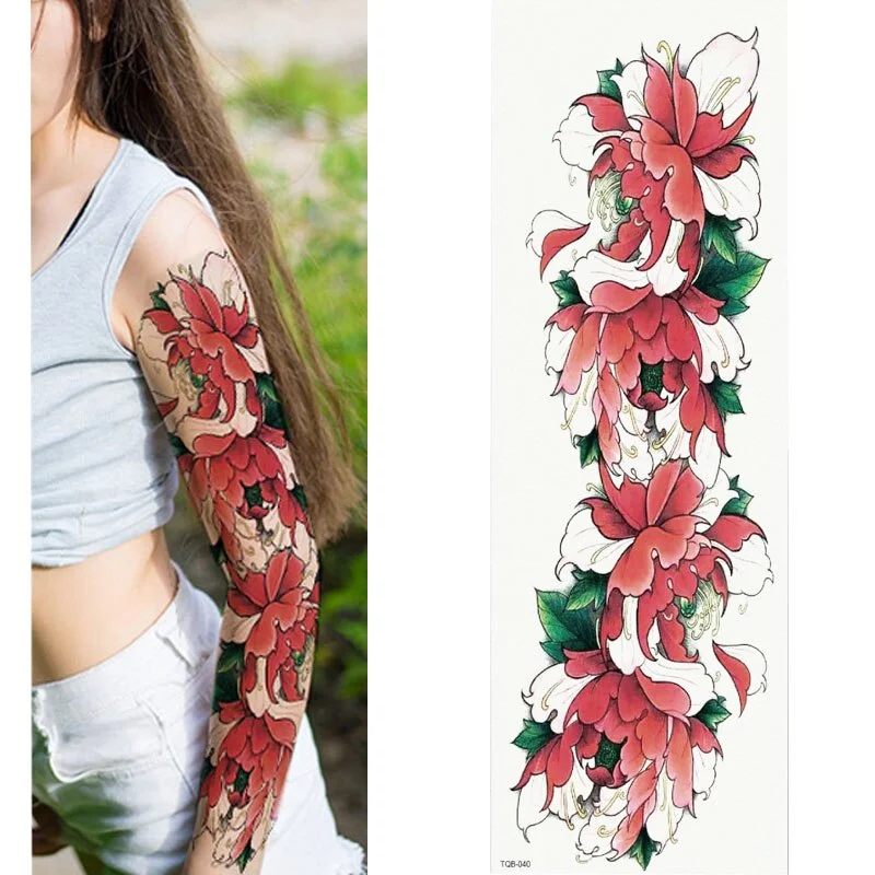 1 Sheets Full Arm Leg Extra Large Temporary Tattoos, Body Art For Men And Women - Wolf,Tiger,Bear,Warrior,Tribal Symbol