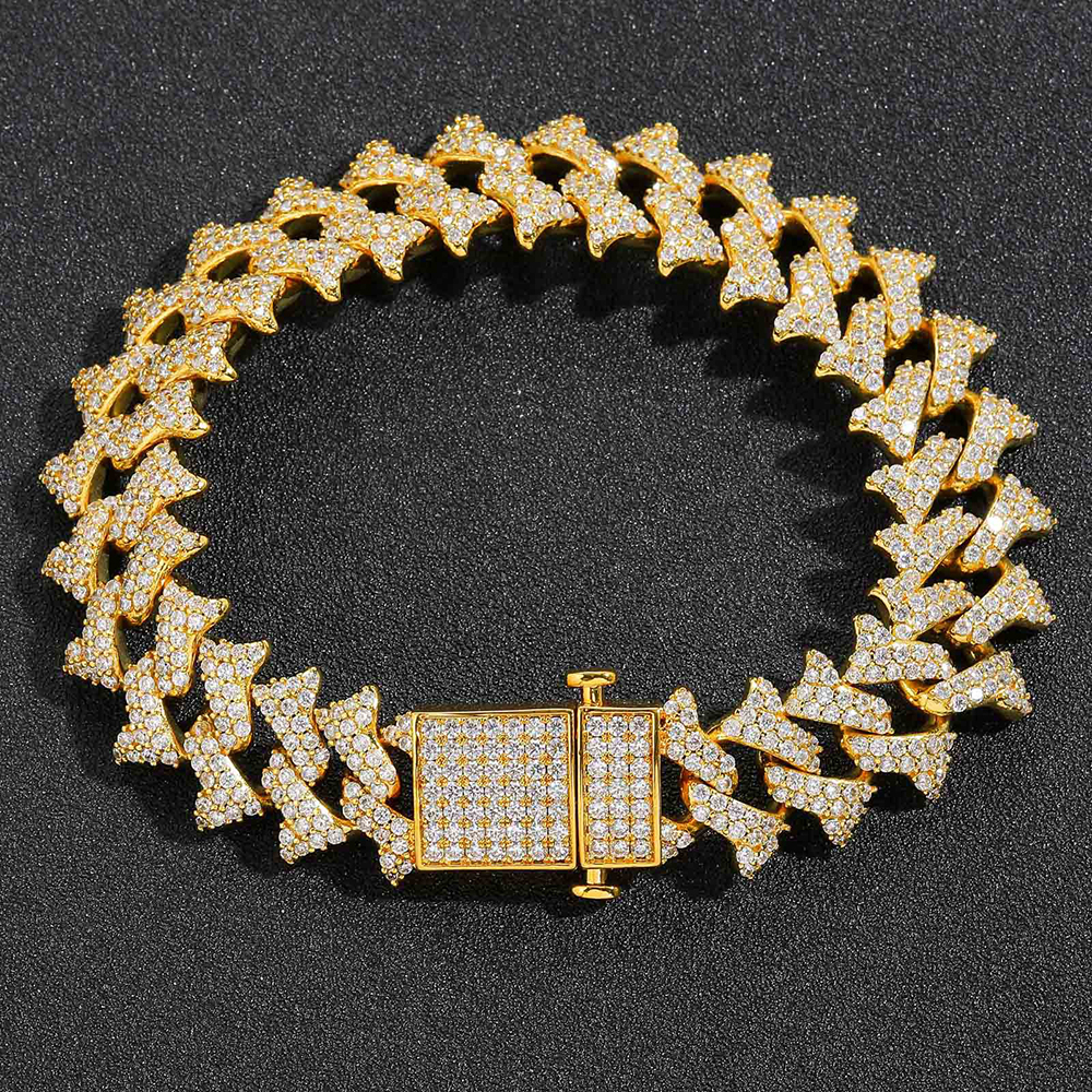 18MM 5A Zircon Barbed Spring Buckle Cuban Bracelets