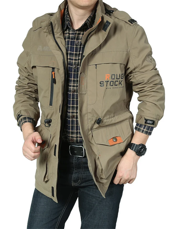 Men's Casual Stand Collar Loose Solid Color Coat-Hoverseek
