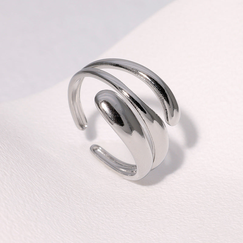 Open Ring Minimalist Stripe Geometric Stainless Steel Electroplating Rings