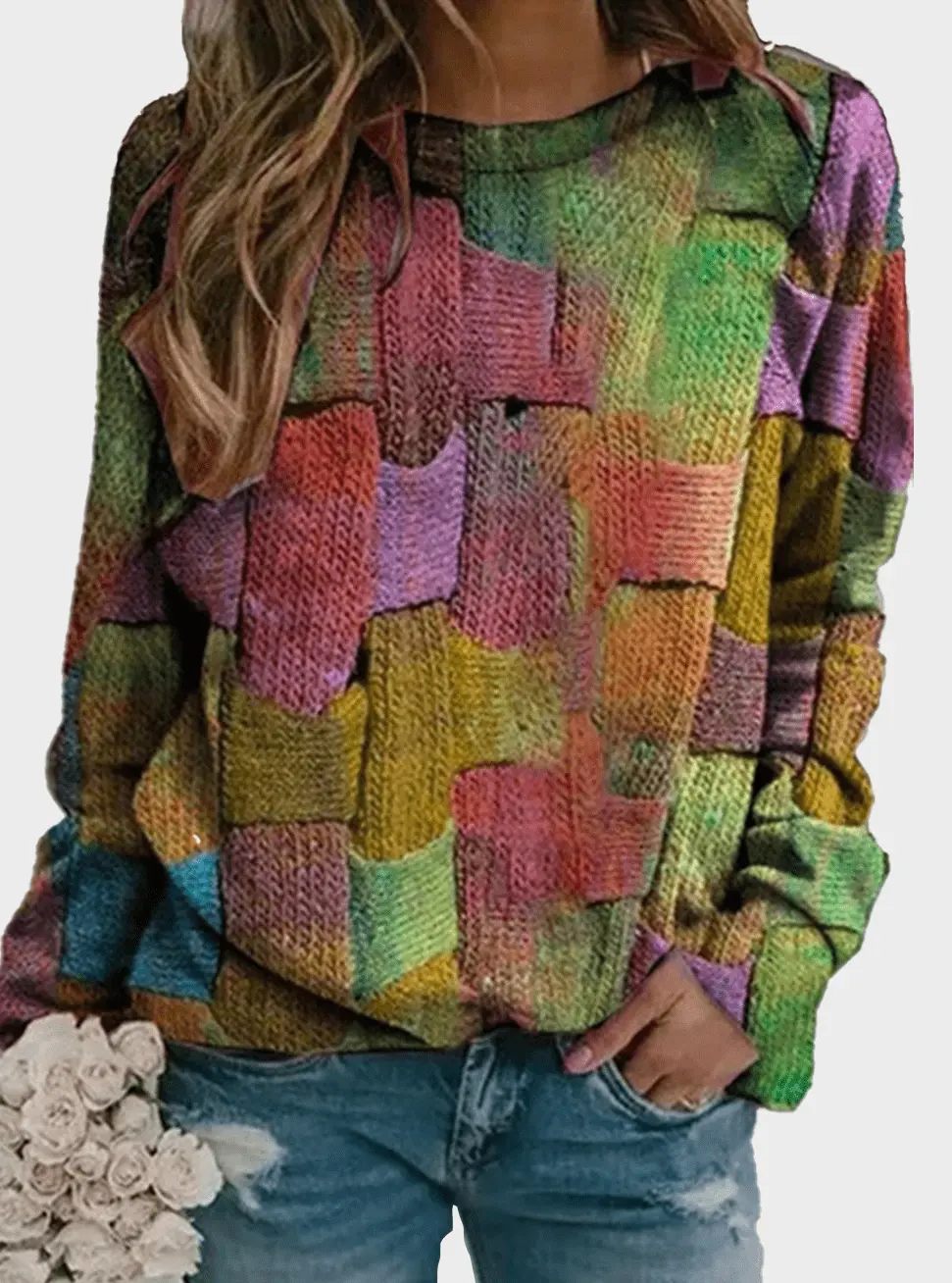  thdmladies Long-sleeved Round Neck Printed Sweater thedmladies