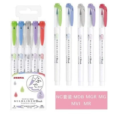 JIANWU NEW 25color 5pcs/set japan zebra WFT8 mild liner brush pen Creative Limit double-headed marker pen School supplies