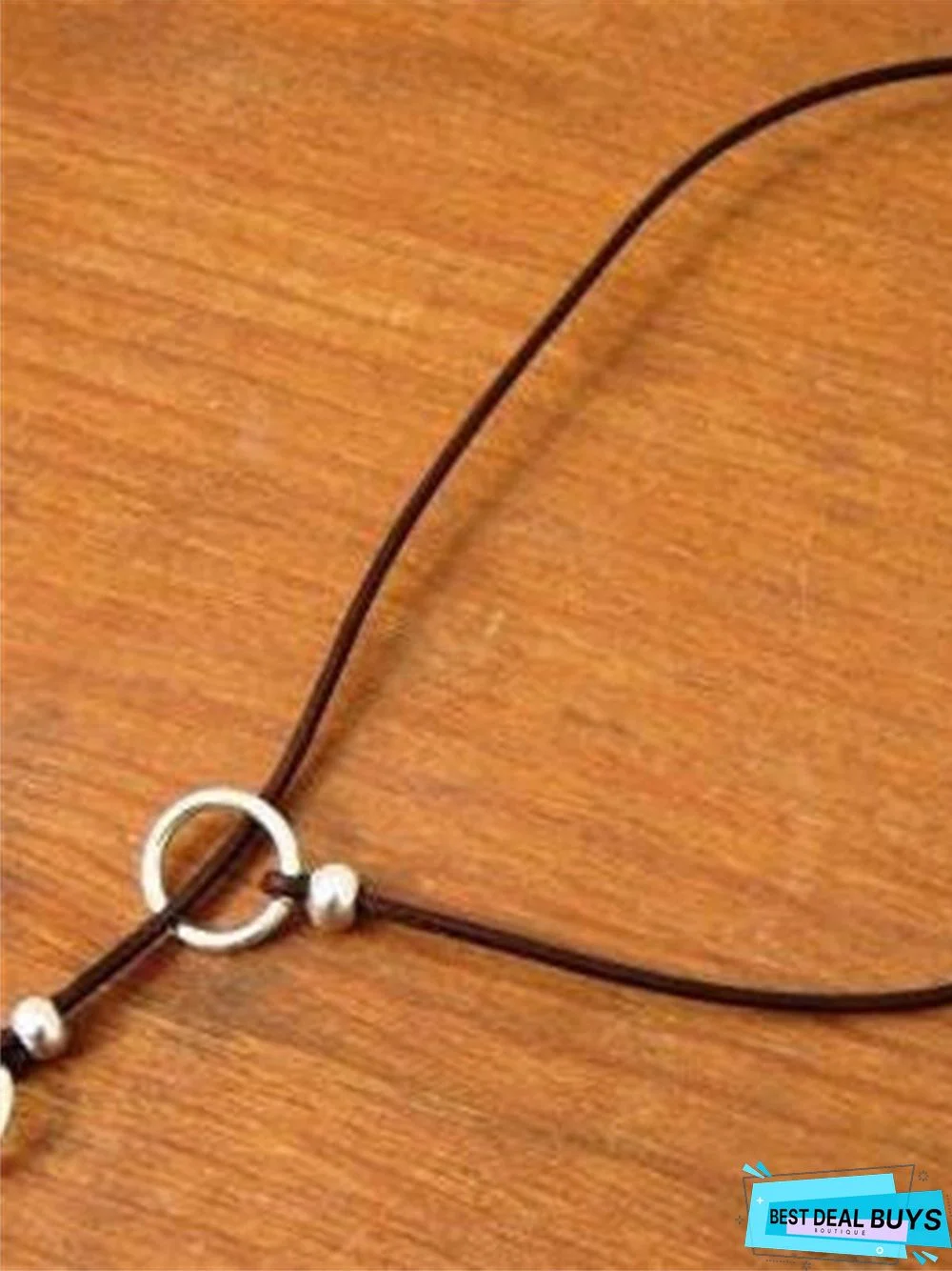 Women's Vacation Bohemian Geometric Circle Leather Cord Bead Adjustable Necklace