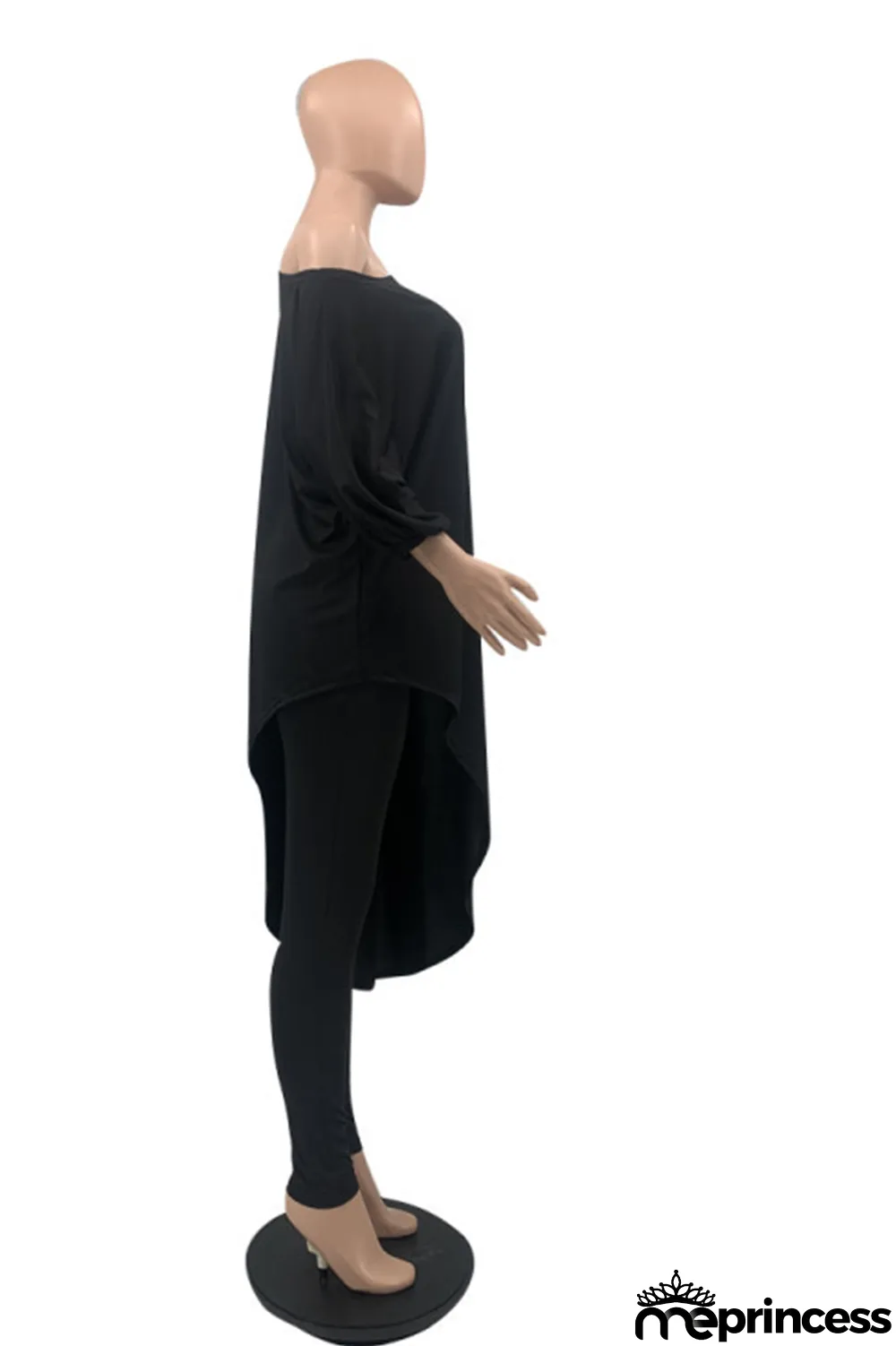 White Casual Print Split Joint One Shoulder Three Quarter Two Pieces